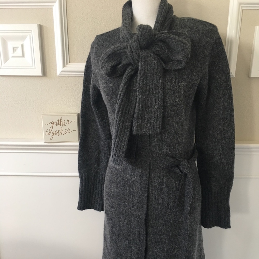 BCBGMaxAzria Heather Charcoal Gray Knit Tie-Waist Dress